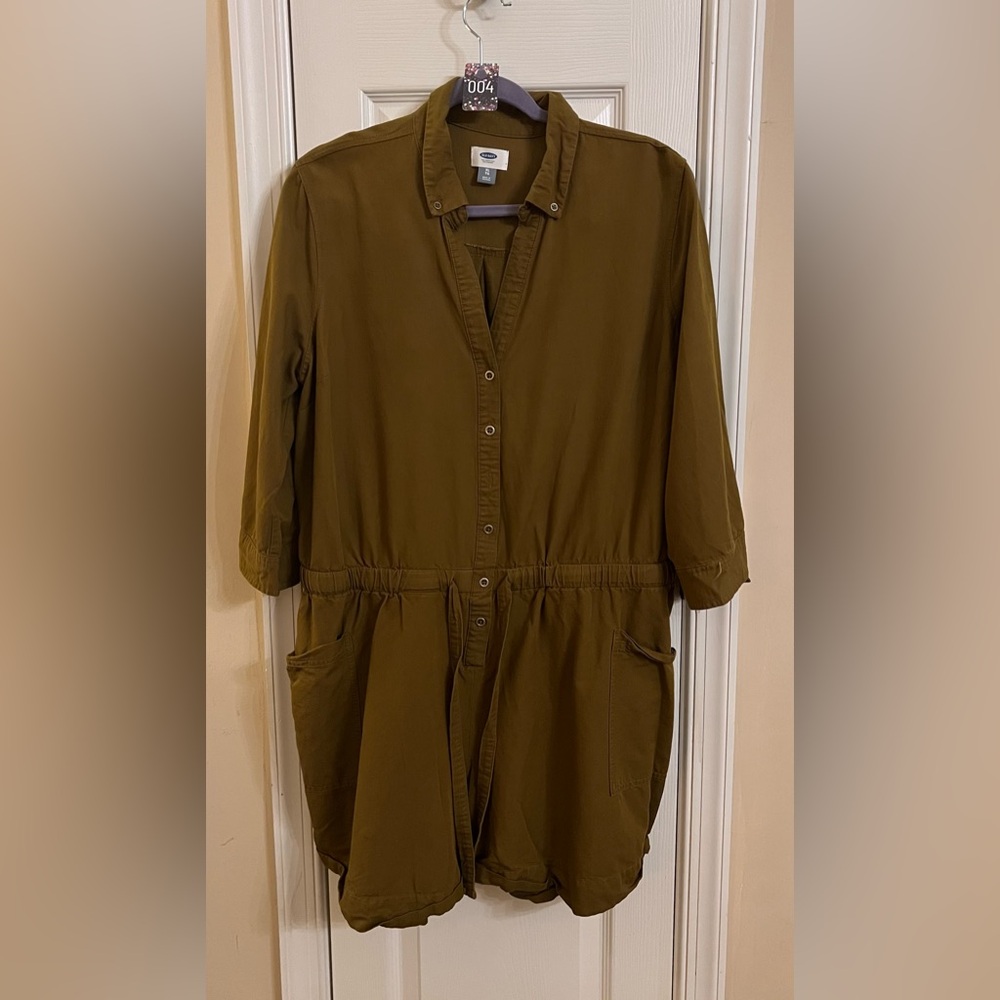 Old Navy Khaki Button-Up Romper